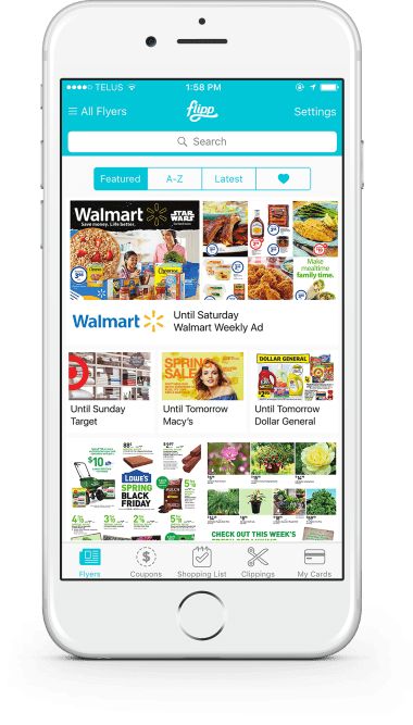The Flipp app is a one-stop marketplace for deal in digital flyers.